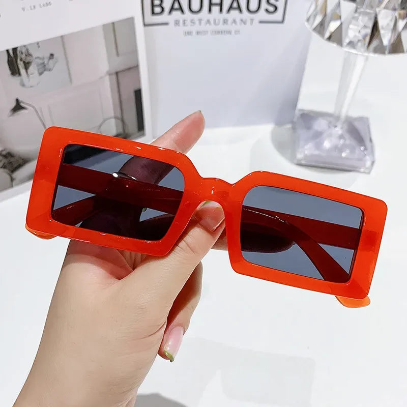 Women's Vintage Rectangle Sunglasses New Trend Summer Outdoor Travel Shades Eyewear Unisex UV400 Sun Glasses Oculos De Sol red As picture shown