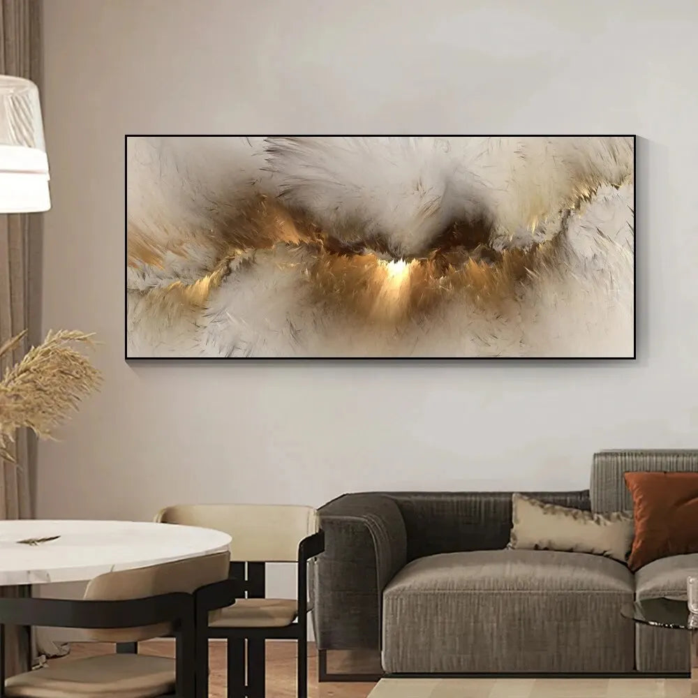 1pc 15.7*31.5in/40cm*80cm Frameless Grey Yellow Cloud Abstract Art Oil Painting Canvas Poster Wall Art For Living Room