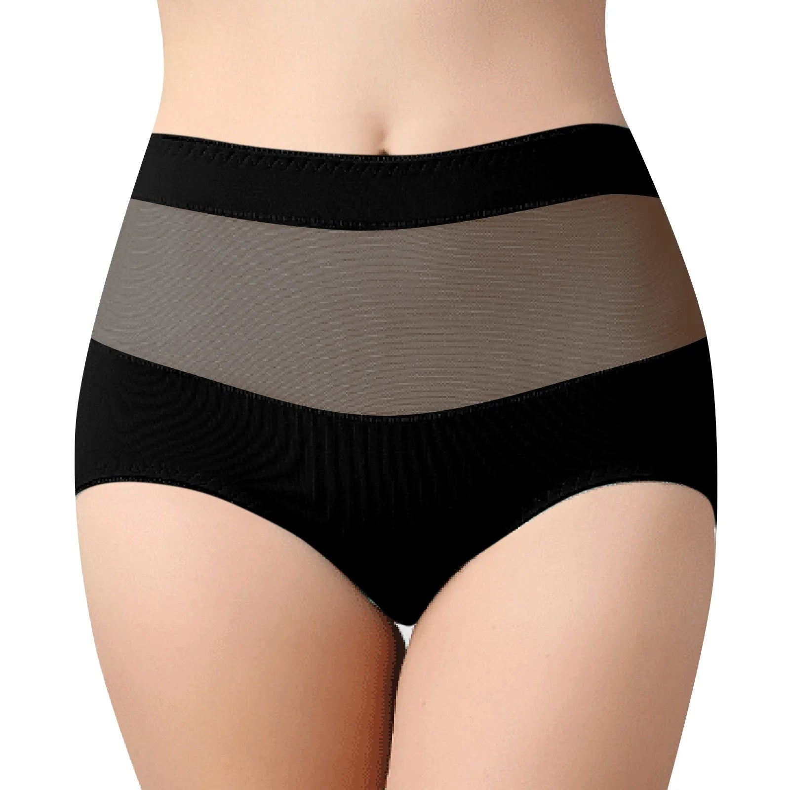 Push Up Ladies Cotton High Waist Hip-Lift Sexy Panties High-Elasticity Mesh Seamless Lace Triangular Women Plus Size Underwear Black