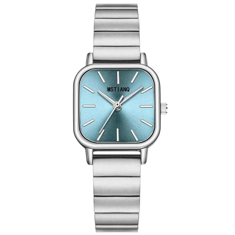 Stainless Steel Watch Women's Ins Style Simple Student Quartz Watch Casual Fashion Versatile Luxury Small Square Wristwatch 1063-BL