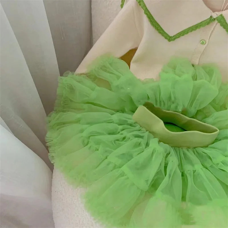 Girl Dress Ballet Kids Tutu Skirts Cotton 2022 Beauty Spring Autumn Ballerina Party Evening Gown Dance Performance Children Clot Green CHINA