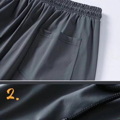 Summer Quick-drying Ice Silk Casual Pants Men's Ultra-thin Elastic Nine-point Pants Loose Drape Solid Beam Feet Pants 7XL