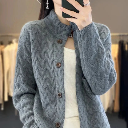 2024 Autumn Winter New Korean Cardigan Long Sleeve Jacket Women Loose Casual Thicken Knitted Sweater Coat Female Tops Ladies