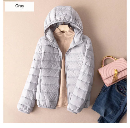 Women Autumn Down Jacket 2022 New Arrivals  90%  White Duck Down Ultra Light Fashion Hooded Keep Warm  Puffer Jacket