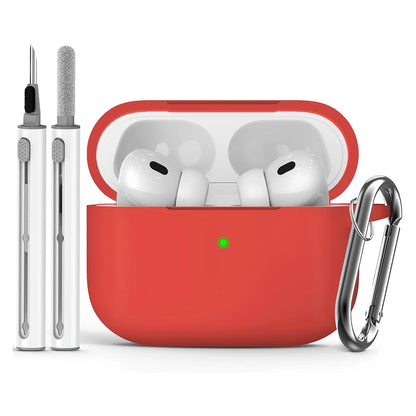 AirPods Pro Case Cover with Cleaner Kit,Soft Silicone Protective Case for Apple AirPod Pro 2nd/1st Generation Case for Women Men red