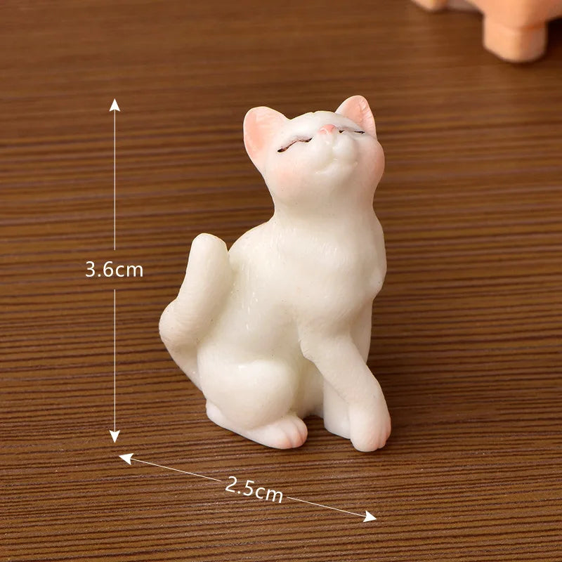 Cute Figurines Miniature Cartoon Animal Cat Resin Ornament Micro Landscape Kawaii Desk Accessories For Decoration Home Kids Gift 1pc 12 CHINA