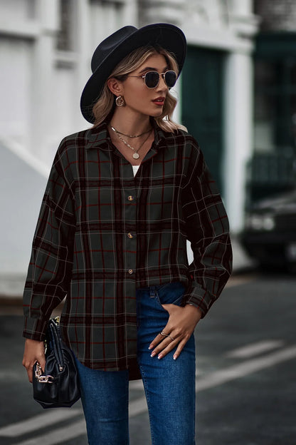 2024 New Spring Autumn Women Blouses Tops Female Casual Loose Boyfriend Plaid Shirt Women Long-sleeve Lapel Tops 2XL Shirts