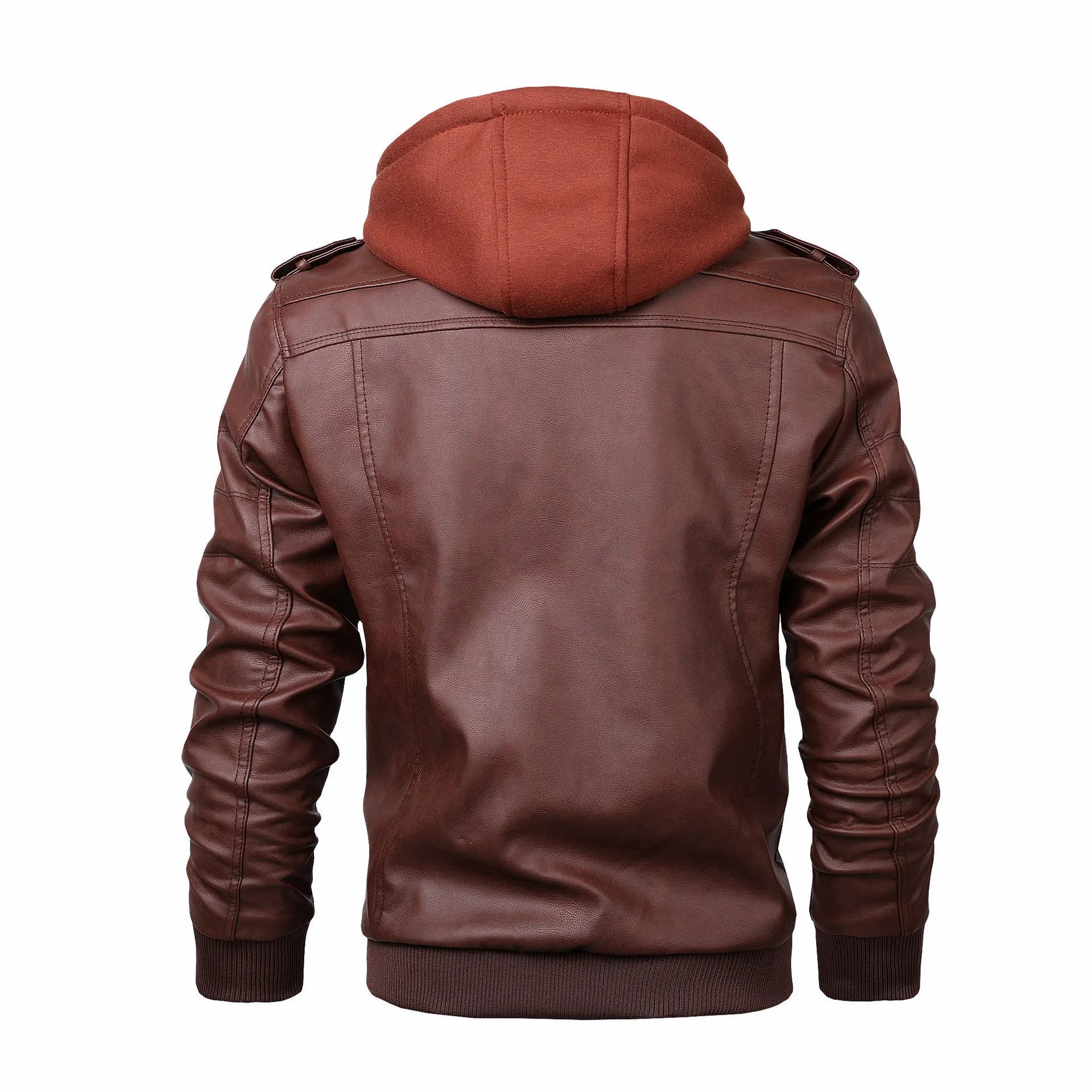 New Fashion Male Street Wear Motorcycle Leather Jackets Hat Detachable Men Hooded Leather Jackets Slim Casual Leather Coats 5XL