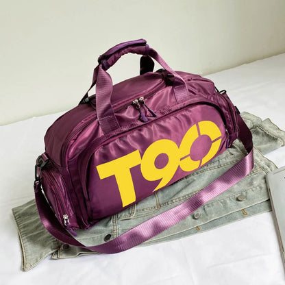 T90 Fitness Women's Wet and Dry Separation Travel Bag Independent Shoe Position Sports Training Basketball Backpack PURPLE