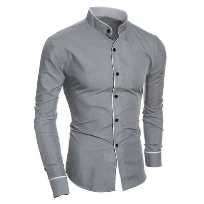 Men long sleeve Shirt Casual Solid Single Breasted Buttons Top Shirts Spring Summer Smart Casual Bussiness Male Shirt