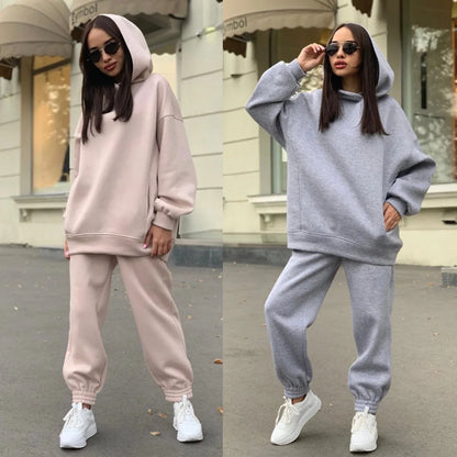 Monochrome Hooded Hoodie Set, Casual Two-Piece Set, European and American, New Fashion, Hot Selling, 2021 Autumn and Winter