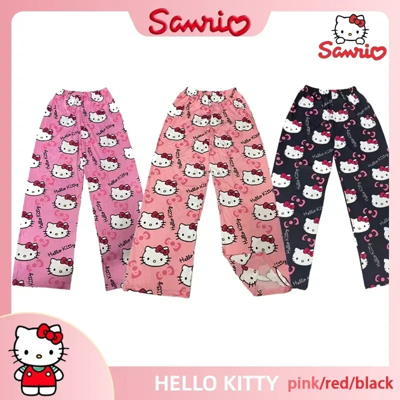 Anime Spider Man Sleeping Pants Hello Kitty Pajama Pants Cartoon Cute Loose Cotton Casual Home Clothing Girl Thin Style Trouser