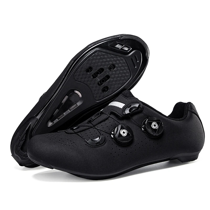 Lock-Free Cycling Shoes Flat Pedal Shoes Men Road Bike Cleat Sneaker MTB Bicycle Biking Shoes Black-Road