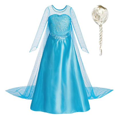 Girls Princess Dresses Children Elsa Birthday Fancy Gown Kids Snow Queen Dance Blue Clothes Christmas Kids Cosplay Dresses