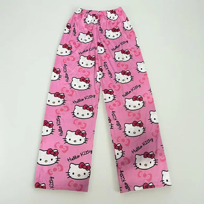 Anime Spider Man Sleeping Pants Hello Kitty Pajama Pants Cartoon Cute Loose Cotton Casual Home Clothing Girl Thin Style Trouser