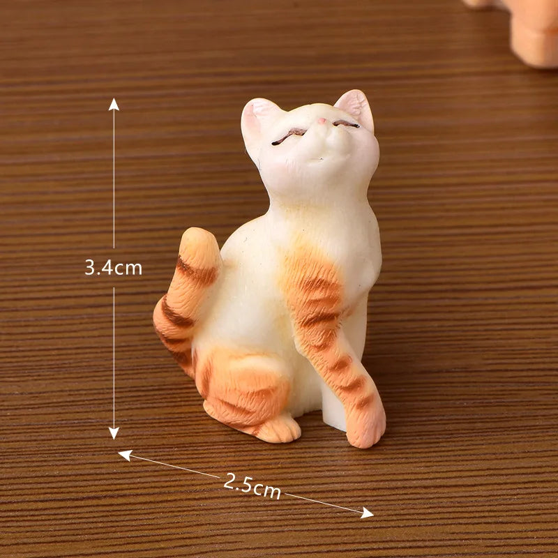 Cute Figurines Miniature Cartoon Animal Cat Resin Ornament Micro Landscape Kawaii Desk Accessories For Decoration Home Kids Gift 1pc 8 CHINA