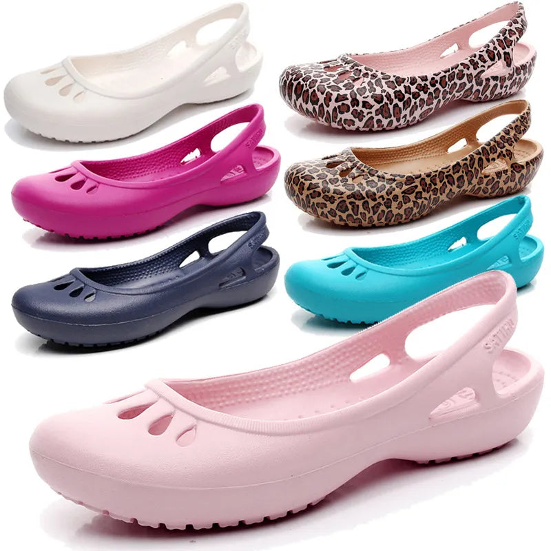 Lovely Satihu Summer New Lightweight Anti Slip Hole Shoes Clog For Women's Flat Bottom Sandals Nurse Outdoor Beach Jelly