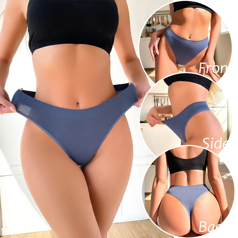 3PCS Seamless Women's Lingerie Female Thongs Sexy Underwear Low-Rise Underpant Women's Panties Intimates Bikini Briefs S-XL