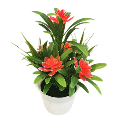 Artificial plant Fake Flower with VaseLotus Flower Potted Plant Bonsai Wedding Party Garden Home Decor Artificial Flower Orange