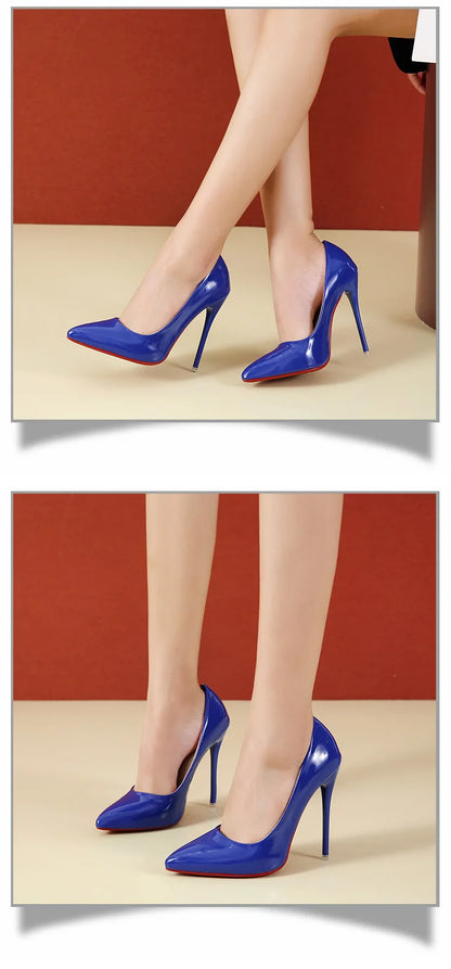 2023 Spring Super High 12cm Stiletto Heels Pumps Women Shoes Pointed Toe Florescence Patent Leather Office Thin Heel