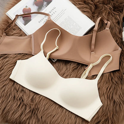 Seamless Underwear Thin Soft Comfort Women Push-Up Bra Sexy Beauty Back Non-Wire Solid Color Bras For Ladies Female Lingerie