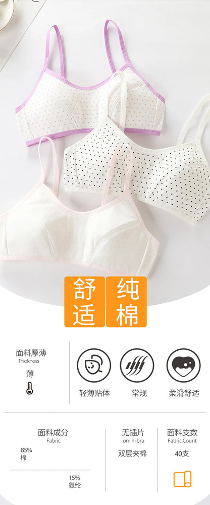 Girls Brassiere Cotton Underwear Back Buckle Design Adolescent Girls Training Bras Breathable Teenage Girl Tops Bra