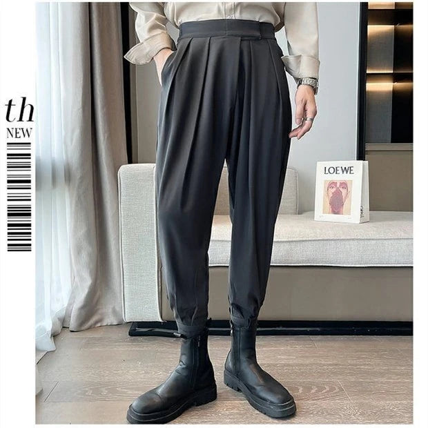 Stacked Pants Streetwear Men's Pants Joggers  Casual Harem Trousers Harajuku Korean Motorcycle Tapered Male Blazer Pants