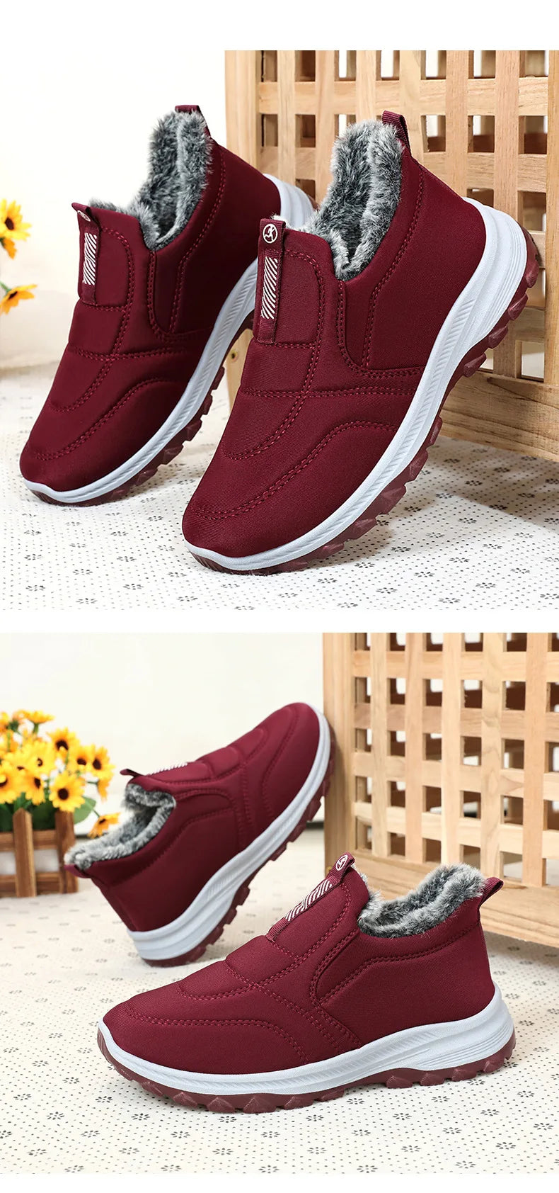 Women's Winter Slip On Walking Shoes Fashion Lightweight Running Shoes For Women Workout Warm Casual Non Slip Sneakers