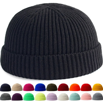 Hip Hop Beanie Knitted Hat Men Fashion Skullcap Autumn Women Winter Brimless Baggy Melon Cap Cuff Docker Fisherman  Beanies Hat