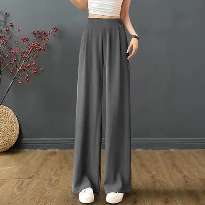 Loose Pants Women's Wide Leg Pants with Pockets Solid Color Office Wear Trousers for Summer High Waisted Relaxed Fit Casual