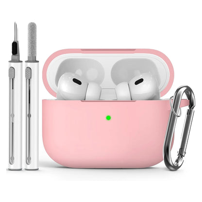 AirPods Pro Case Cover with Cleaner Kit,Soft Silicone Protective Case for Apple AirPod Pro 2nd/1st Generation Case for Women Men pink