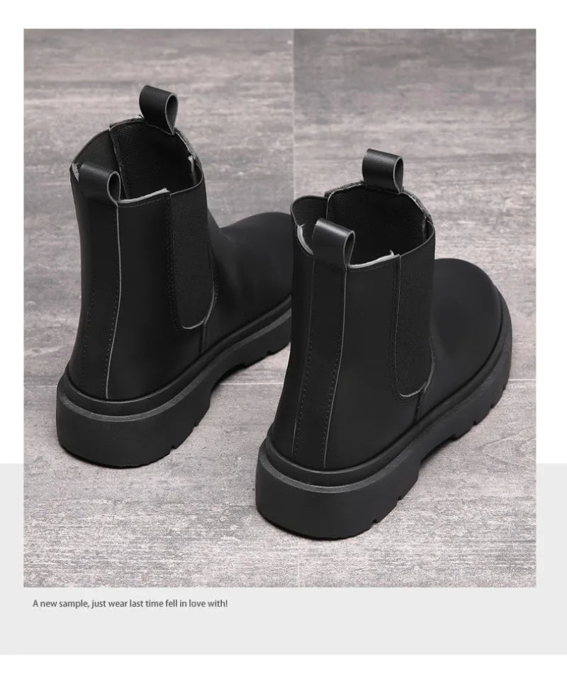 Autumn New Chelsea Boots for Men Black Men Boots Fashion Winter Slip on Ankle Boots Retro Motorcycle Booties botas para hombre