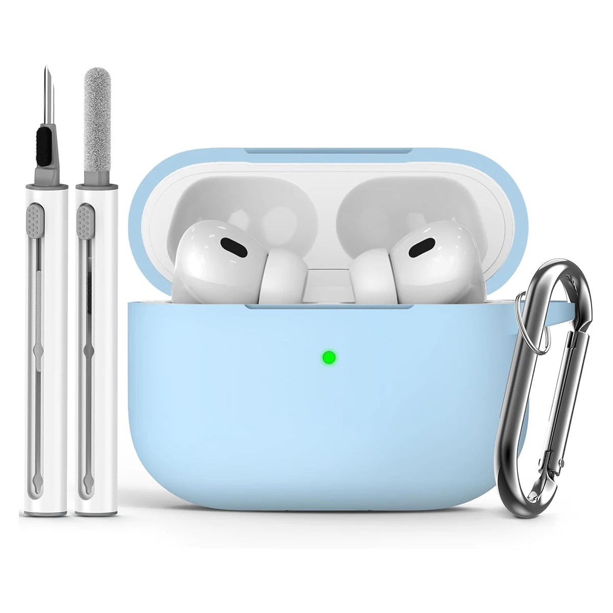 AirPods Pro Case Cover with Cleaner Kit,Soft Silicone Protective Case for Apple AirPod Pro 2nd/1st Generation Case for Women Men light blue