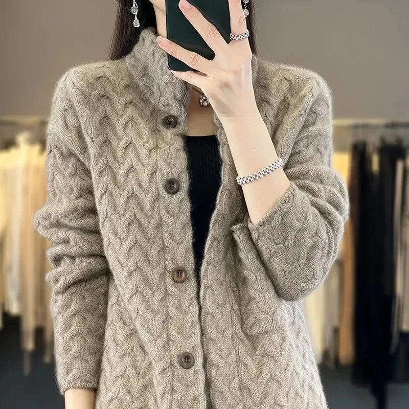 2024 Autumn Winter New Korean Cardigan Long Sleeve Jacket Women Loose Casual Thicken Knitted Sweater Coat Female Tops Ladies