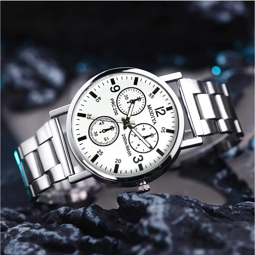 Fashion Men Watches for Man Wristwatches Watches for Men Stainless Steel Quartz Watch 2024 Fashion Mens Watches Luxury Reloj WHITE