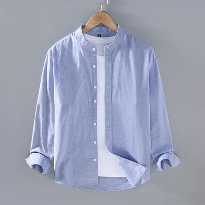 Holiday Men Shirt Tops Summer Autumn Simple Spring Stand Collar Casual Comfortable Cotton Blend Linen Long Sleeve