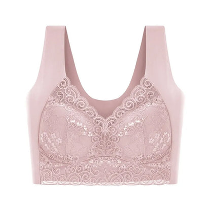 Fashion Wide Strap Lace Padded Bra Thin Ruffled Bucklless Sport Bra Bralette Vest Top Women's Push Up Bra Gift