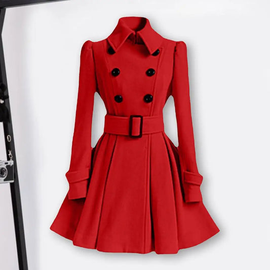 S-XXL New Fashion Classic Winter Thick Coat Europe Belt Buckle Trench Coats Double Breasted Outerwear Casual Ladies Dress Coats