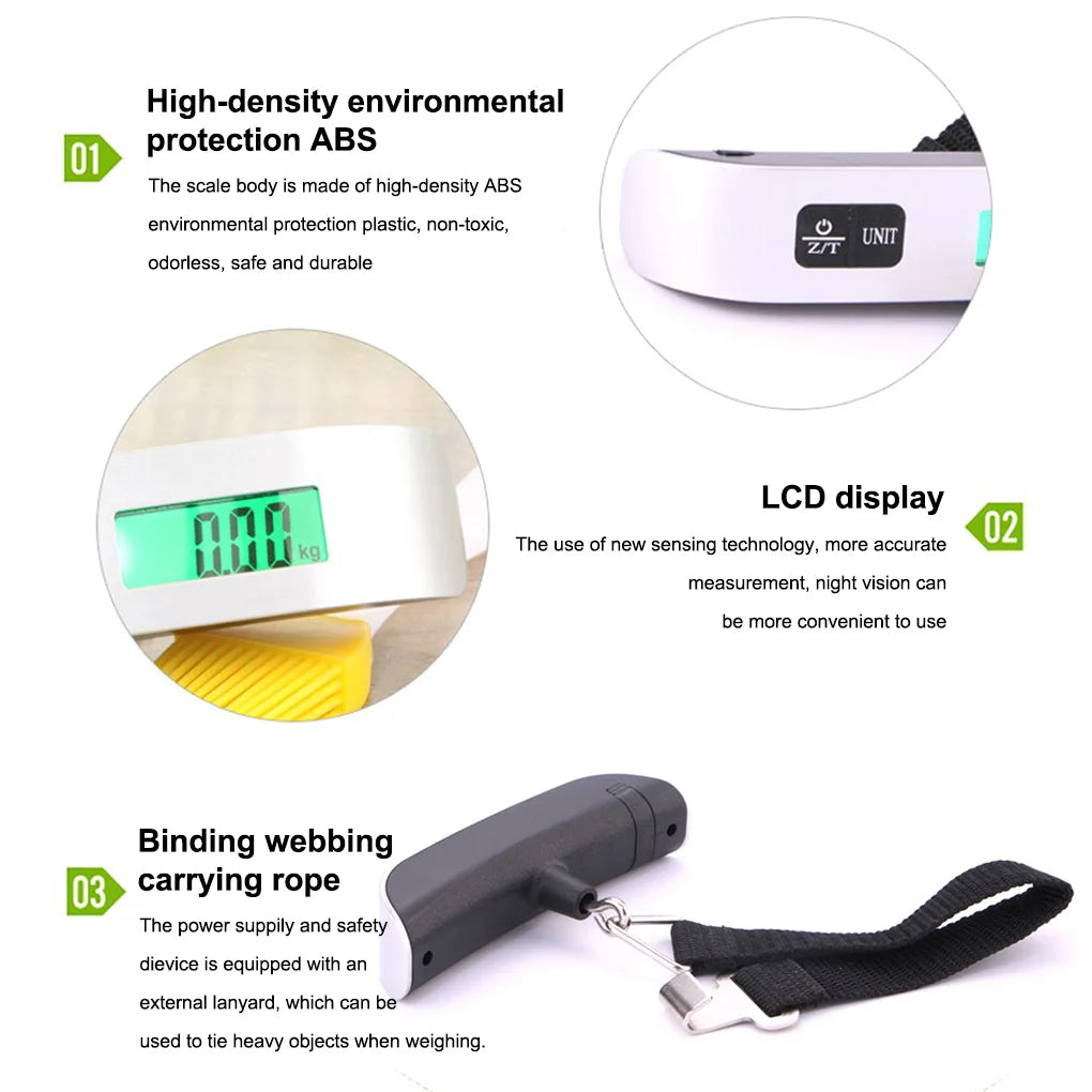 Portable Scale Digital LCD Display 110lb/50kg Electronic Luggage Hanging Suitcase Travel Weighs Baggage Bag Weight Balance Tool