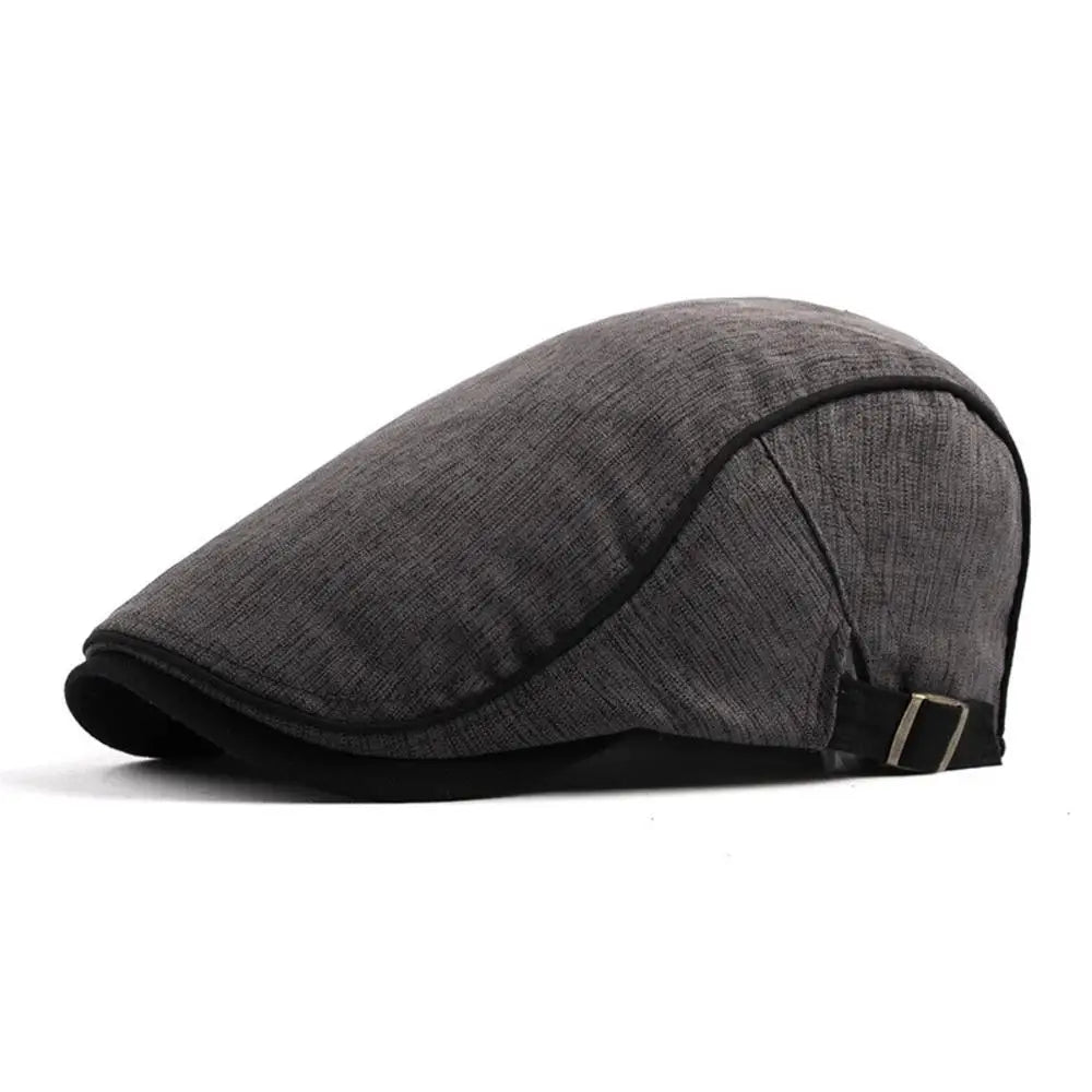 Cotton Newsboy Caps Men Solid Color Soft Casual Street Fashion Retro Beret Hat Golf Driving Cabbie Hat Flat Ivy Cap Four Seasons B-Dark Grey