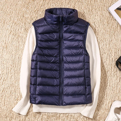 2023 New Women Sleeveless Women Slim Ultra Light Down Jacket Girl Portable Lightweight Vests Windproof Warm Waistcoat