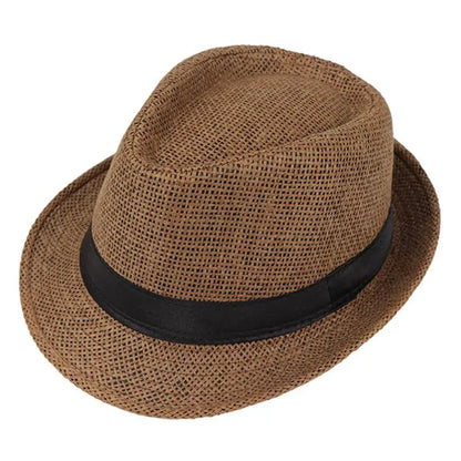 Children Kids Summer Beach Straw Hat Jazz Panama Breathable Hat Large Brim Outdoor Breathable Hats Girls Boy Sunhat Brown G