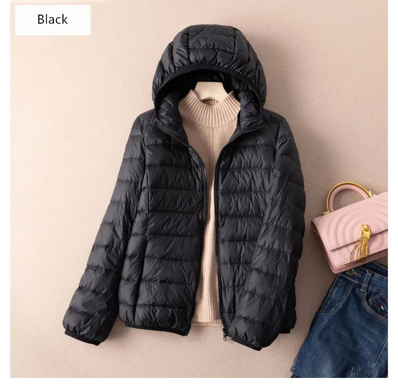 Women Autumn Down Jacket 2022 New Arrivals  90%  White Duck Down Ultra Light Fashion Hooded Keep Warm  Puffer Jacket