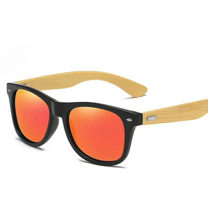 Fashion Wood Men's Ultraviolet Sunglasses Classic Male Driving Riding UV400 Sports Sun Glasses Eyewear Wooden Bamboo Eyeglasses orange As Picture