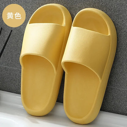 Men Home Slippers Male Sandals Bathroom Women Non Slip Outdoor Beach Slides Casual Rubber Flip Flops Flat 2024 New Trend Summer Yellow