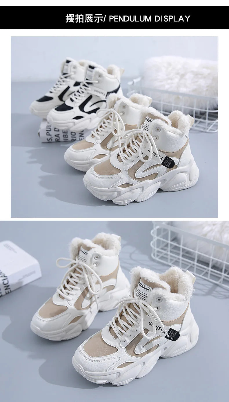 Winter Women Warm Sneakers Platform Snow Boots Ankle Booties Female Causal Plush Shoes Cotton Ladies Boot Zapatos Mujer2023