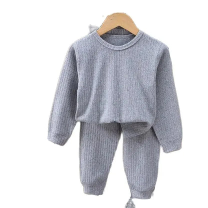 Boys Solid Colour Top Trousers Set Girls Casual Loose Two-Piece Spring Autumn New Children Round Neck Long-Sleeved Suit 2-12Y