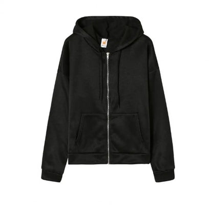 Sweatshirt Hoodie Oversize Hooded Cardigan Sweatshirts Gray Women Clothes Solid Zip Up Hoodies Autumn Women Tops Long Sleeves