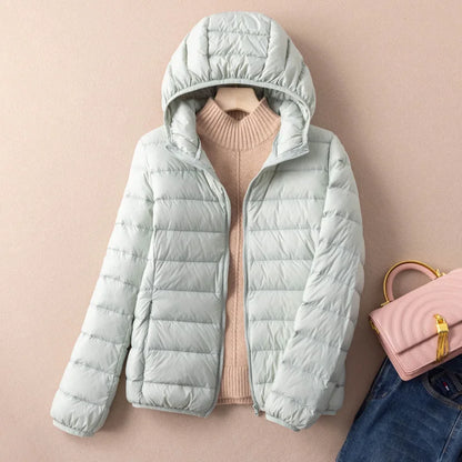 Women Autumn Down Jacket 2022 New Arrivals  90%  White Duck Down Ultra Light Fashion Hooded Keep Warm  Puffer Jacket