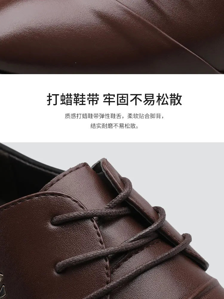 Classic Men Dress Shoes Lace-up White Leather Shoes for Man Plus Size Point Toe Business Casual Men's Formal Shoes for Wedding